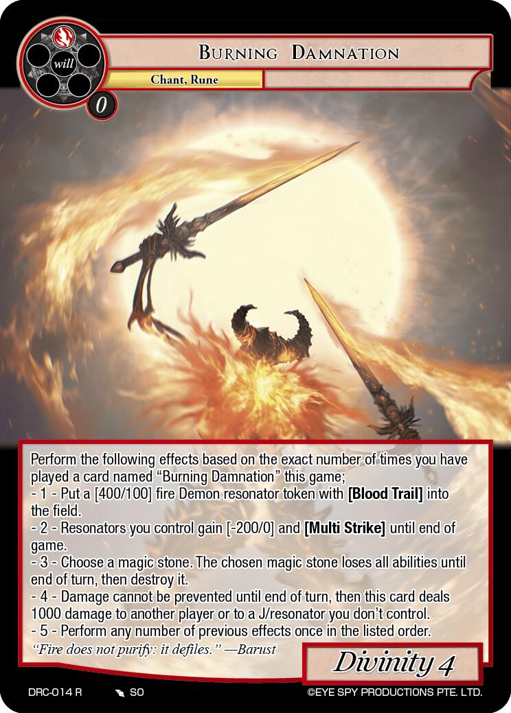 Burning Damnation (DRC-014 R) [Descent into the Raven's Catacombs]