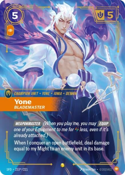 Image for Yone - Blademaster (Signature) (233*/221) (SPF) - Riftbound: League of Legends Trading Card Game