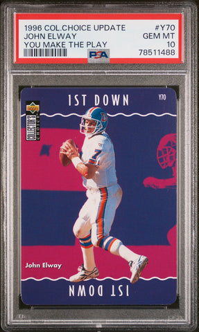 1996 COLLECTOR'S CHOICE UPDATE YOU MAKE THE PLAY JOHN ELWAY #Y70 PSA 10