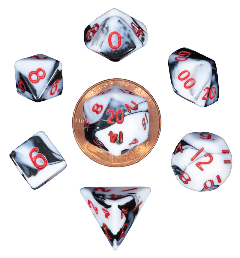 FanRoll: 7CT 10mm Mini Marble Polyhedral Dice Set