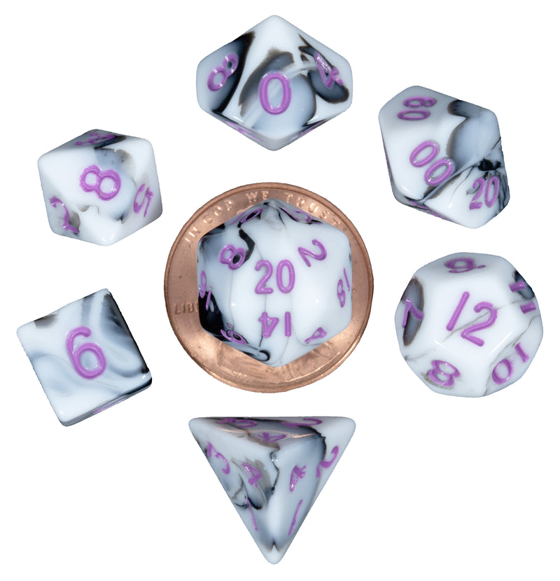 FanRoll: 7CT 10mm Mini Marble Polyhedral Dice Set