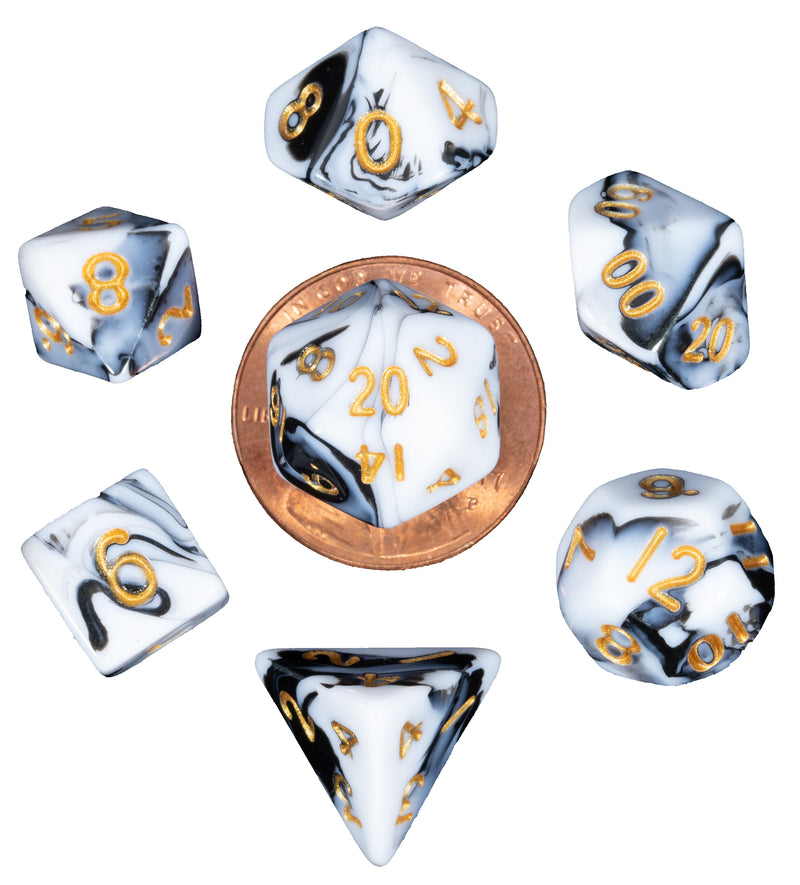 FanRoll: 7CT 10mm Mini Marble Polyhedral Dice Set