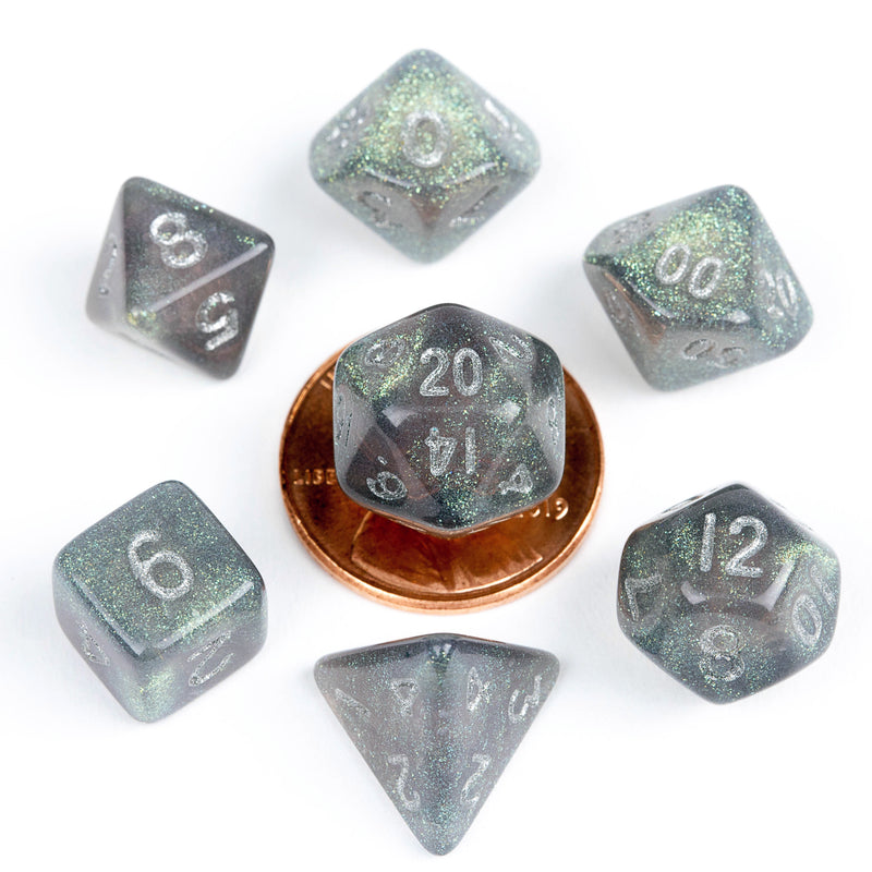 FanRoll: 7CT 10mm Mini Stardust Gray Polyhedral Dice Set