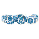 FanRoll: 7CT Tales of the Valiant Metal Silver & Light Blue Polyhedral Dice Set