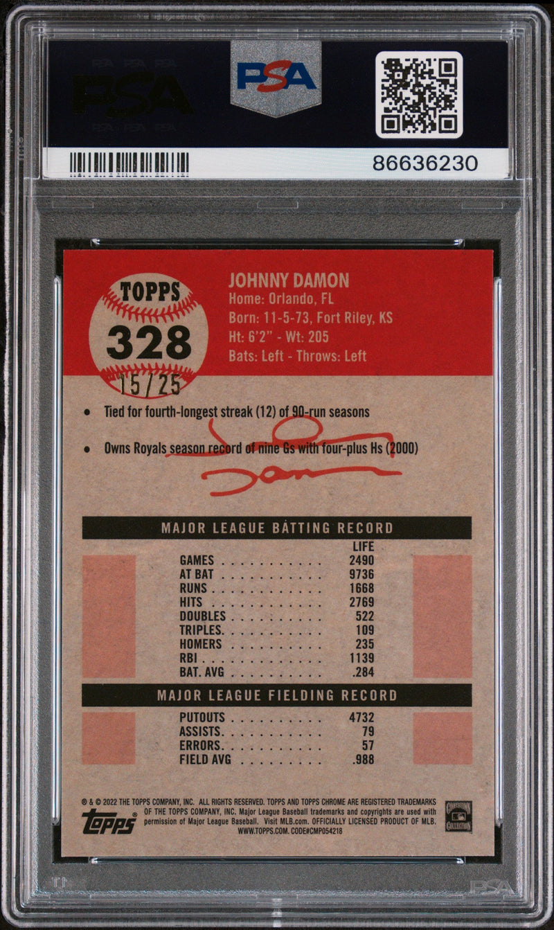 2022 TOPPS CHROME PLATINUM JOHNNY DAMON ORANGE REFRACTOR