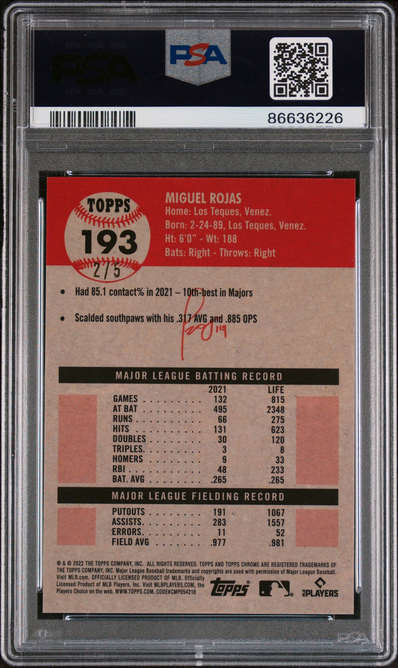 2022 TOPPS CHROME PLATINUM MIGUEL ROJAS RED REFRACTOR