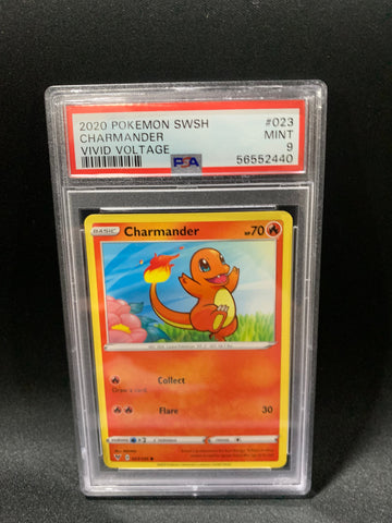 2020 POKEMON SWORD & SHIELD VIVID VOLTAGE CHARMANDER #23 - PSA MINT 9