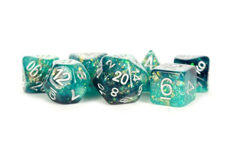 FanRoll: 7CT Resin Eternal Teal & Black Polyhedral Dice Set