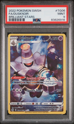 2022 POKEMON SWORD & SHIELD BRILLIANT STARS FA/DUSKNOIR #TG06 PSA 9
