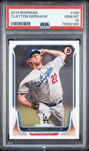 2014 BOWMAN CLAYTON KERSHAW  #100 - PSA 10